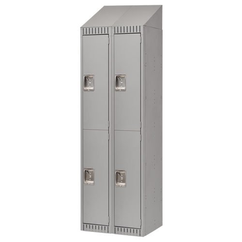 Lockers, 2 -tier, Bank of 2, 24" x 18" x 82", Steel, Grey, Knocked Down Nia-Chem Ltd.