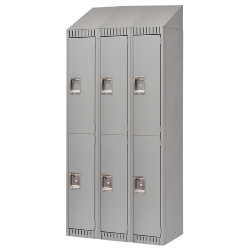 Casiers assembl&eacute;s, 2 niveaux, Bloc de 3, 36" x 18" x 72", Acier, Gris, Rivet (assembl&eacute;) Nia-Chem Ltd.