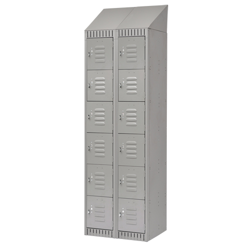 Lockers, 6 -tier, Bank of 2, 24" x 18" x 82", Steel, Grey, Knocked Down Nia-Chem Ltd.