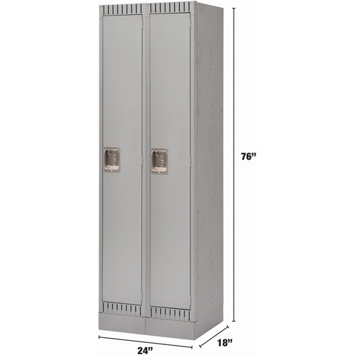 Lockers, Bank of 2, 24" x 18" x 76", Steel, Grey, Knocked Down Nia-Chem Ltd.