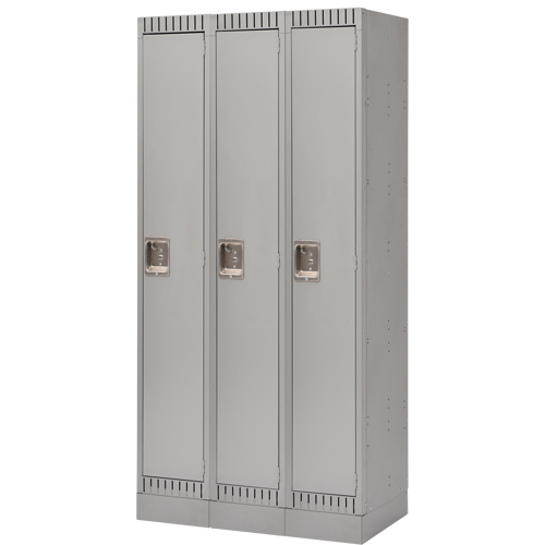 Assembled Lockers, Bank of 3, 36" x 18" x 72", Steel, Grey, Rivet (Assembled) Nia-Chem Ltd.