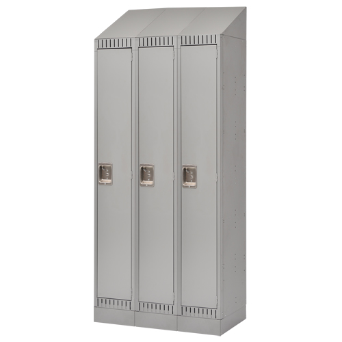 Assembled Lockers, Bank of 3, 36" x 18" x 72", Steel, Grey, Rivet (Assembled) Nia-Chem Ltd.