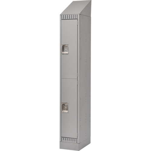 Lockers, 2 -tier, 12" x 18" x 86", Steel, Grey, Knocked Down Nia-Chem Ltd.