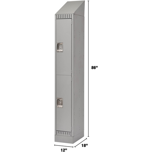 Lockers, 2 -tier, 12" x 18" x 86", Steel, Grey, Knocked Down Nia-Chem Ltd.