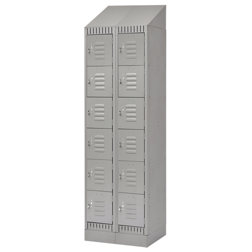 Lockers, 6 -tier, Bank of 2, 24" x 18" x 86", Steel, Grey, Knocked Down Nia-Chem Ltd.