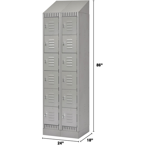 Lockers, 6 -tier, Bank of 2, 24" x 18" x 86", Steel, Grey, Knocked Down Nia-Chem Ltd.