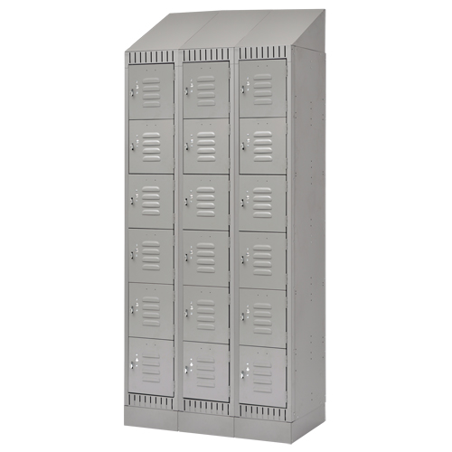 Lockers, 6 -tier, Bank of 3, 36" x 18" x 86", Steel, Grey, Knocked Down Nia-Chem Ltd.