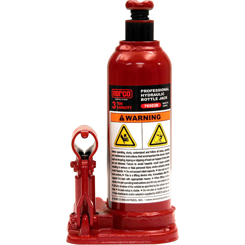 Bottle Jack, 3 Ton(s), Manual Hydraulic, 15-9/16" Raised Height Nia-Chem Ltd.