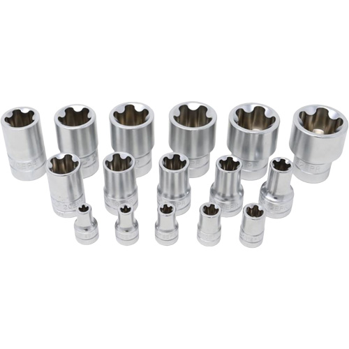 5-Point EPR Torx Socket Set, 16 Pieces, 1/4"/3/8"/1/2" Drive Size Nia-Chem Ltd.