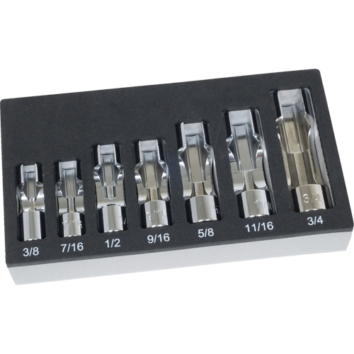 Jeu de douilles pour &eacute;crous &eacute;vas&eacute;s SAE avec plateau en mousse, 7 Morceaux, Prise de 3/8" Nia-Chem Ltd.