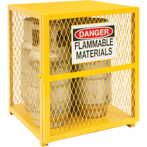 Gas Cylinder Storage Cabinet, 4 Cylinder Capacity, 30" W x 30" D x 35" H, Yellow Nia-Chem Ltd.