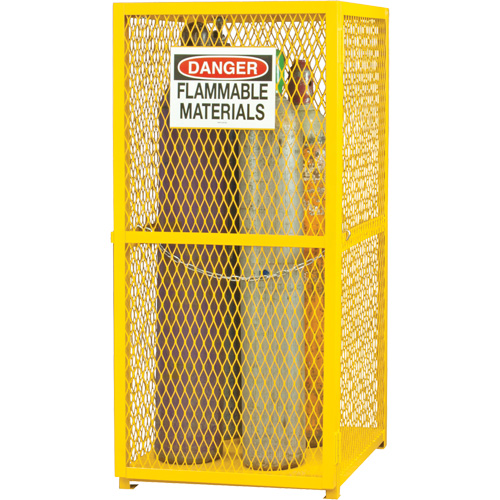 Gas Cylinder Storage Cabinet, 9 Cylinder Capacity, 30" W x 30" D x 71-3/4" H, Yellow Nia-Chem Ltd.