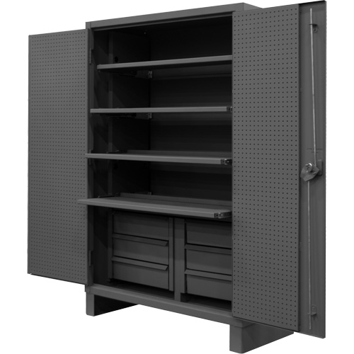 Armoire tr&egrave;s robuste avec tablettes coulissantes, Acier, 4 Tablettes, 78" h x 48" la x 24" P, Gris Nia-Chem Ltd.