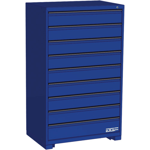 Modular Drawer Cabinet, 9 Drawers, 36" W x 24" D x 60" H, Blue Nia-Chem Ltd.