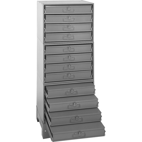 Modular Compartment Drawer Box Rack, Steel, 12 Drawers, 20-3/8" x 16" x 60-1/8", Grey Nia-Chem Ltd.