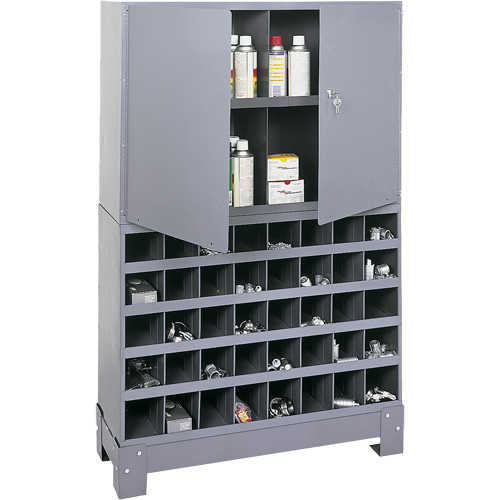 Modular Small Parts Storage Unit, Steel, 0 Drawers, 33-3/4" x 12-1/4" x 53-1/2", Grey Nia-Chem Ltd.