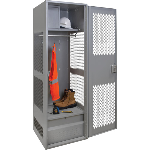 Gear Locker with Door, Steel, 24" W x 24" D x 72" H, Grey Nia-Chem Ltd.