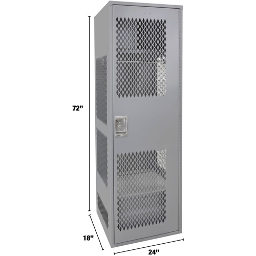 Gear Locker with Door, Steel, 24" W x 18" D x 72" H, Grey Nia-Chem Ltd.