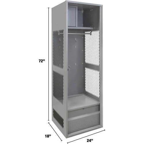 Gear Locker, Steel, 24" W x 18" D x 72" H, Grey Nia-Chem Ltd.