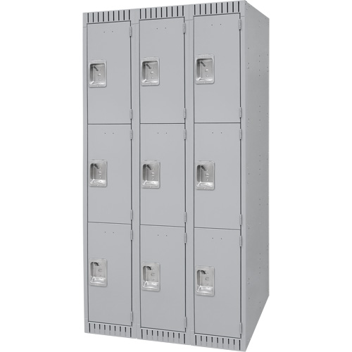 Casiers, 3 niveaux, Bloc de 3, 36" x 18" x 72", Acier, Gris, D&eacute;mont&eacute; Nia-Chem Ltd.