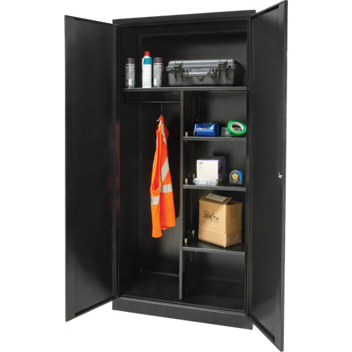 Combination Storage Cabinet, 36" W x 18" D x 72" H, Black Nia-Chem Ltd.
