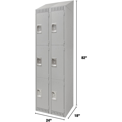 Casiers, 3 niveaux, Bloc de 2, 24" x 18" x 82", Acier, Gris, D&eacute;mont&eacute; Nia-Chem Ltd.