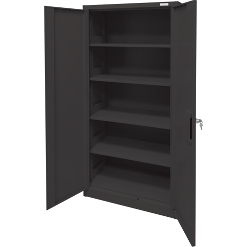 Armoire d'entreposage, Acier, 4 Tablettes, 78" h x 36" la x 24" P, Noir Nia-Chem Ltd.