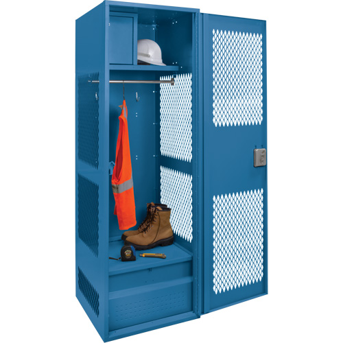 Gear Locker with Door, Steel, 24" W x 18" D x 72" H, Dark Blue Nia-Chem Ltd.