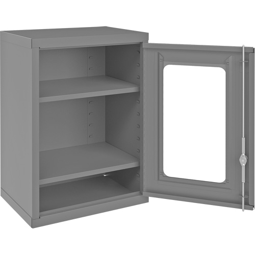Armoire de rangement murale avec portes transparentes, 26-15/16" h x 18-1/8" la x 13-11/16" p, 2 tablettes, Acier, Gris Nia-Chem Ltd.