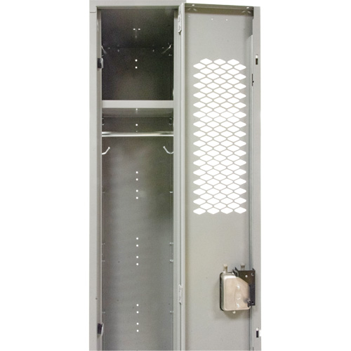 Vented Lockers, Bank of 2, 24" x 18" x 88", Steel, Grey, Knocked Down, Perforated Nia-Chem Ltd.