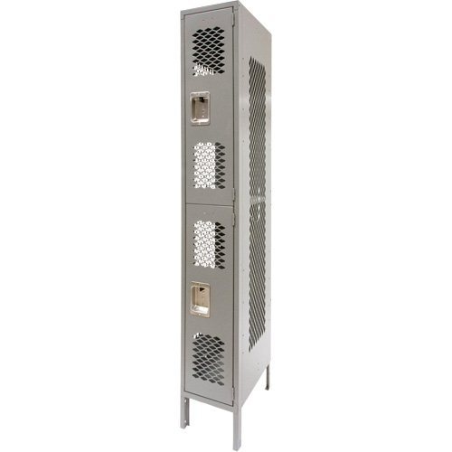 Casiers ventil&eacute;s, 2 niveaux, 12" x 18" x 78", Acier, Gris, D&eacute;mont&eacute;, Perfor&eacute; Nia-Chem Ltd.