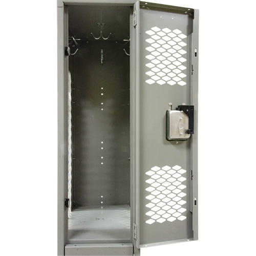 Vented Lockers, 2 -tier, Bank of 3, 36 x 18" x 78", Steel, Grey, Knocked Down, Perforated Nia-Chem Ltd.