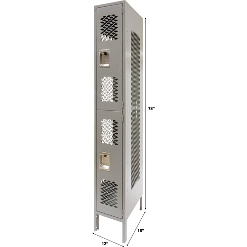 Casiers ventil&eacute;s, 2 niveaux, 12" x 18" x 78", Acier, Gris, D&eacute;mont&eacute;, Perfor&eacute; Nia-Chem Ltd.