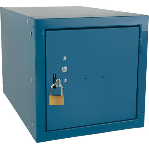 Casier cubique empilable, 12" x 18" x 12", Acier, Bleu, D&eacute;mont&eacute; Nia-Chem Ltd.