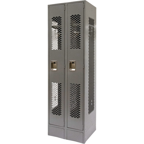 Vented Lockers, Bank of 2, 24" x 18" x 78", Steel, Grey, Knocked Down, Perforated Nia-Chem Ltd.