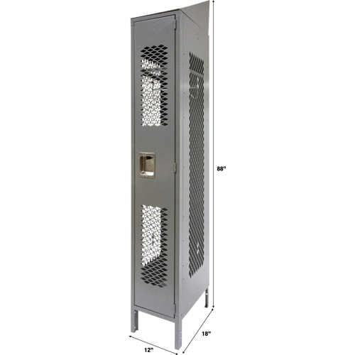 Vented Lockers, 12" x 18" x 88", Steel, Grey, Knocked Down, Perforated Nia-Chem Ltd.