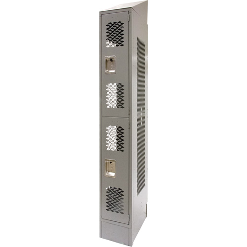 Vented Lockers, 2 -tier, 12" x 18" x 88", Steel, Grey, Knocked Down, Perforated Nia-Chem Ltd.