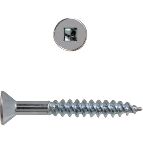 Flat Head Square Drive Wood Screws, #8 x 2-1/2" L, Zinc Plated Nia-Chem Ltd.