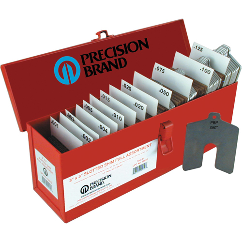 Slotted Shim Assortments, 4" L x 0.001"- 0.125" Thickness, 4" W, Stainless Steel Nia-Chem Ltd.
