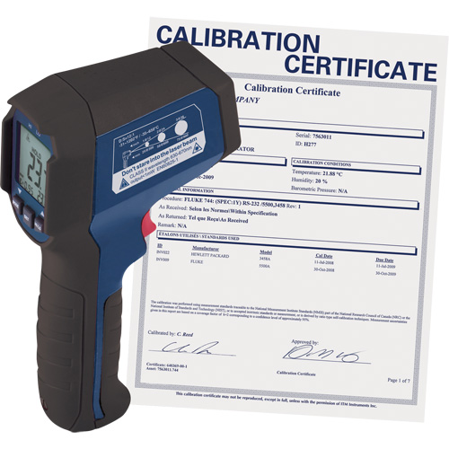 Thermom&egrave;tre &agrave; infrarouge avec certificat de calibration, -31°- 1202° F ( -35° - 650° C ), 12:1, &eacute;missivit&eacute; Ajustable Nia-Chem Ltd.