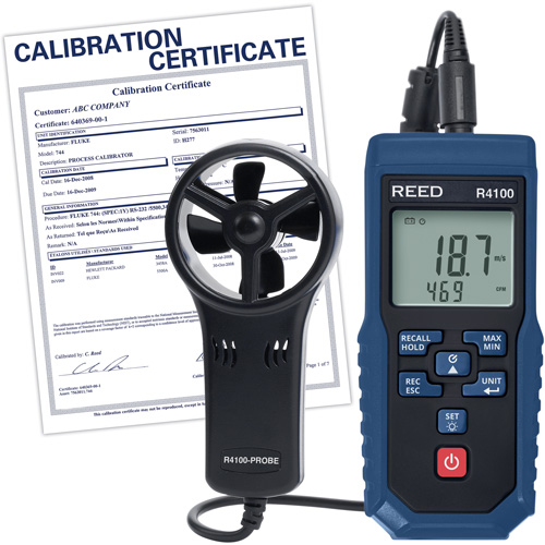 R4100 Vane Thermo-Anemometer with Air Volume with Calibration Certificate, Data Logging, 0.4 - 30 m/sec Air Velocity Range Nia-Chem Ltd.