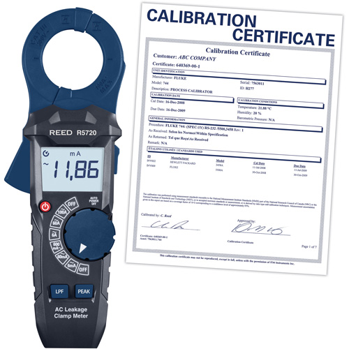 Pince amp&egrave;rem&eacute;trique pour fuite c.a avec certificat d'&eacute;talonnage Nia-Chem Ltd.