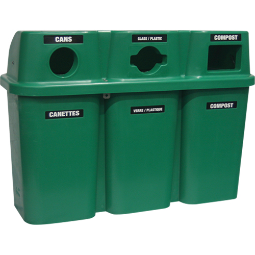 Recycling Containers Bullseye, Curbside, Plastic, 3 x 22 US Gal. Nia-Chem Ltd.