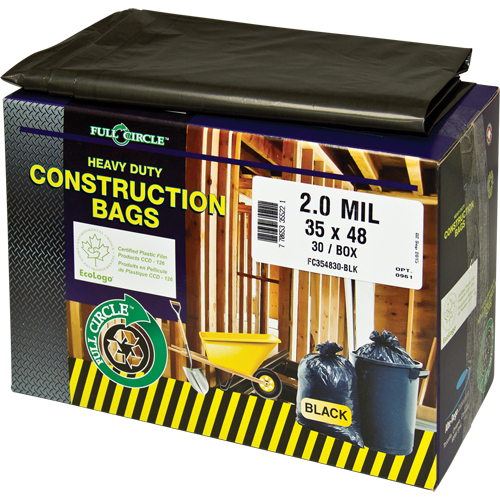 Contractor Liners, Strong, 30" W x 48" L, 2 mils, Black, 121.13 L (32 Gal.) Capacity Nia-Chem Ltd.