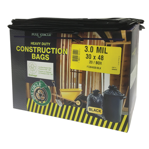 Contractor Liners, Strong, 30" W x 48" L, 3 mils, Black, 113.56 L (30 Gal.) Capacity Nia-Chem Ltd.