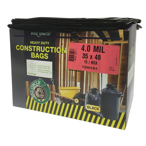 Contractor Liners, Strong, 35" W x 48" L, 4 mils, Black, 166.55 L (44 Gal.) Capacity Nia-Chem Ltd.
