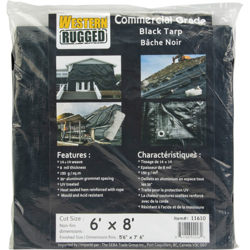 B&acirc;che, Usage industriel l&eacute;ger, Noir, 6' x 8' x 8 mils Nia-Chem Ltd.