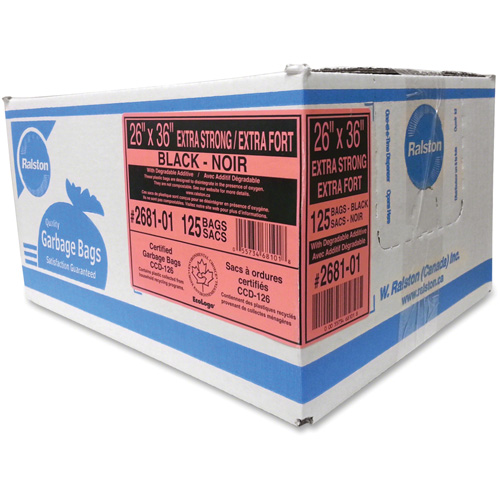 Industrial Garbage Bags, X-Strong, 36" W x 26" L, 1.17 mils, Black Nia-Chem Ltd.