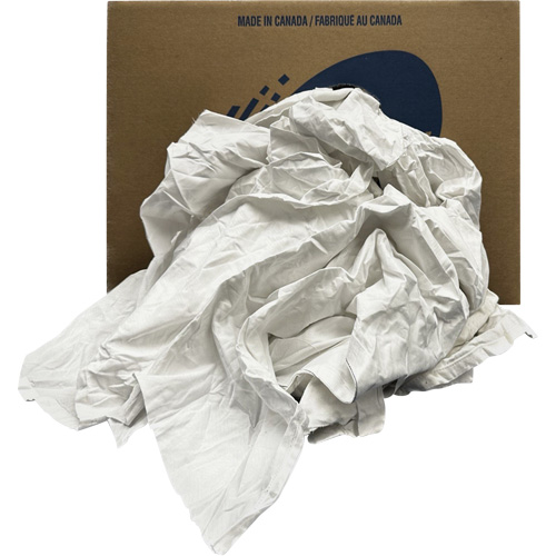 Recycled Wiping Rags, Cotton, White, 20 lbs. Nia-Chem Ltd.
