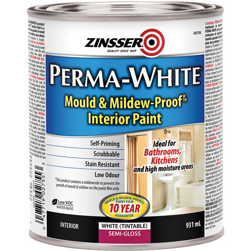 Peinture int&eacute;rieure Mold & Mildew-Proof Perma-White, 931 ml, Canette, Blanc Nia-Chem Ltd.